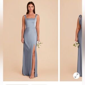 Birdy Grey Alex Dress Matte Satin Dusty Blue
